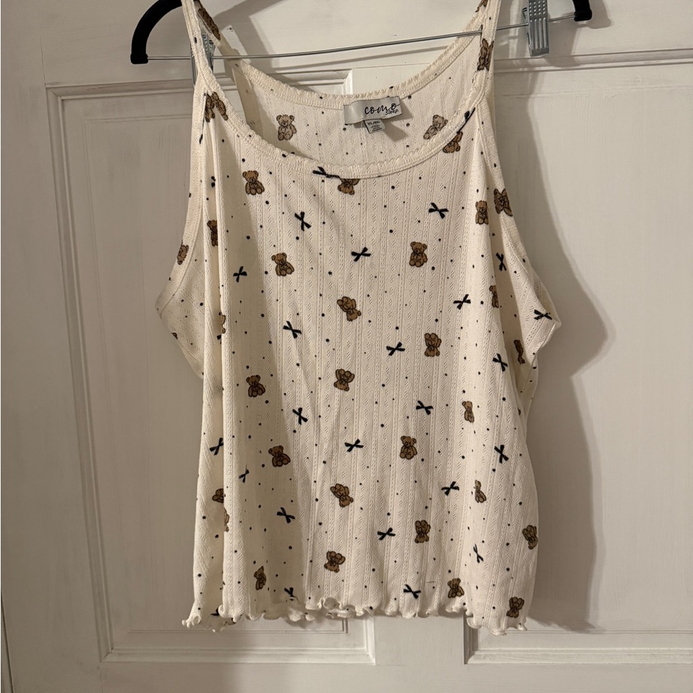 Cute Cream Bear Pattern pajama set